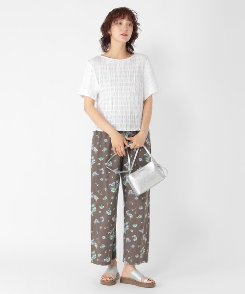 studio CLIP（スタディオクリップ）の「ボートネックシャーリングTブラウス（シャツ/ブラウス・レディース・ブラウン/ライトグリーン/オフホワイト/ブラック・FREE）」の9枚目の写真