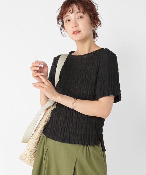 studio CLIP（スタディオクリップ）の「ボートネックシャーリングTブラウス（シャツ/ブラウス・レディース・ブラウン/ライトグリーン/オフホワイト/ブラック・FREE）」の11枚目の写真