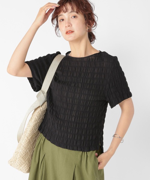 studio CLIP（スタディオクリップ）の「ボートネックシャーリングTブラウス（シャツ/ブラウス・レディース・ブラウン/ライトグリーン/オフホワイト/ブラック・FREE）」の12枚目の写真