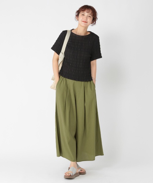 studio CLIP（スタディオクリップ）の「ボートネックシャーリングTブラウス（シャツ/ブラウス・レディース・ブラウン/ライトグリーン/オフホワイト/ブラック・FREE）」の14枚目の写真