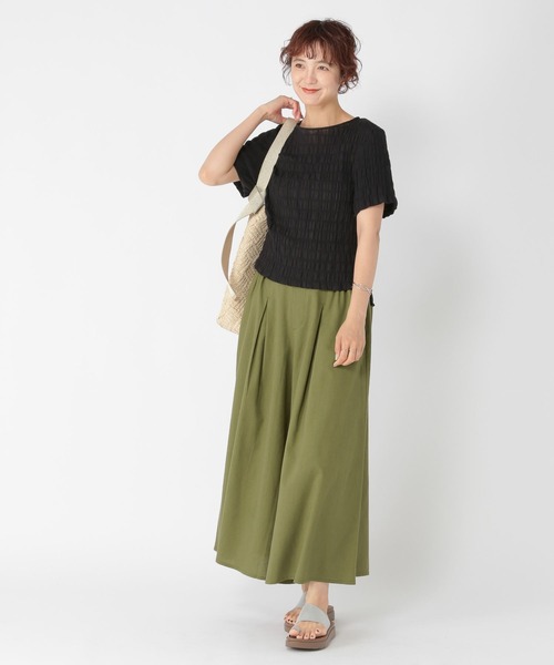 studio CLIP（スタディオクリップ）の「ボートネックシャーリングTブラウス（シャツ/ブラウス・レディース・ブラウン/ライトグリーン/オフホワイト/ブラック・FREE）」の15枚目の写真