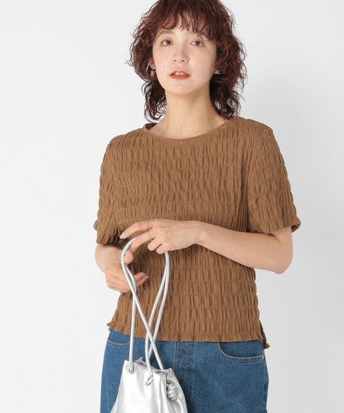 studio CLIP（スタディオクリップ）の「ボートネックシャーリングTブラウス（シャツ/ブラウス・レディース・ブラウン/ライトグリーン/オフホワイト/ブラック・FREE）」の17枚目の写真