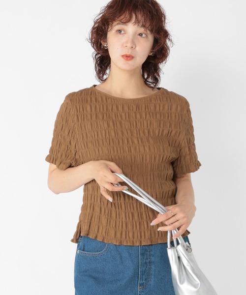 studio CLIP（スタディオクリップ）の「ボートネックシャーリングTブラウス（シャツ/ブラウス・レディース・ブラウン/ライトグリーン/オフホワイト/ブラック・FREE）」の18枚目の写真