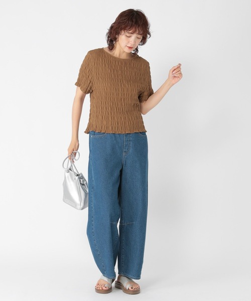 studio CLIP（スタディオクリップ）の「ボートネックシャーリングTブラウス（シャツ/ブラウス・レディース・ブラウン/ライトグリーン/オフホワイト/ブラック・FREE）」の19枚目の写真