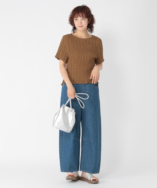 studio CLIP（スタディオクリップ）の「ボートネックシャーリングTブラウス（シャツ/ブラウス・レディース・ブラウン/ライトグリーン/オフホワイト/ブラック・FREE）」の21枚目の写真