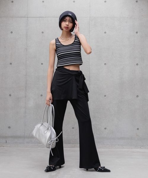 PAGEBOY（ページボーイ）の「ポンチスカートレイヤードパンツ（その他パンツ・レディース・ブラック/チャコールグレー・FREE）」の3枚目の写真