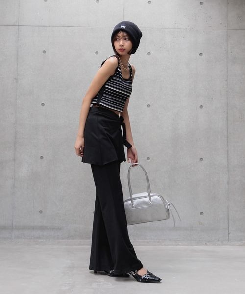 PAGEBOY（ページボーイ）の「ポンチスカートレイヤードパンツ（その他パンツ・レディース・ブラック/チャコールグレー・FREE）」の5枚目の写真