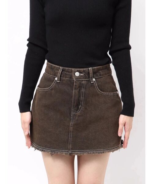 EMODA（エモダ）の「ボックスミニスカート（スカート・レディース・ブルー/ブラウン/ブラック/アイボリー/ベージュ・MEDIUM/SMALL）」の3枚目の写真