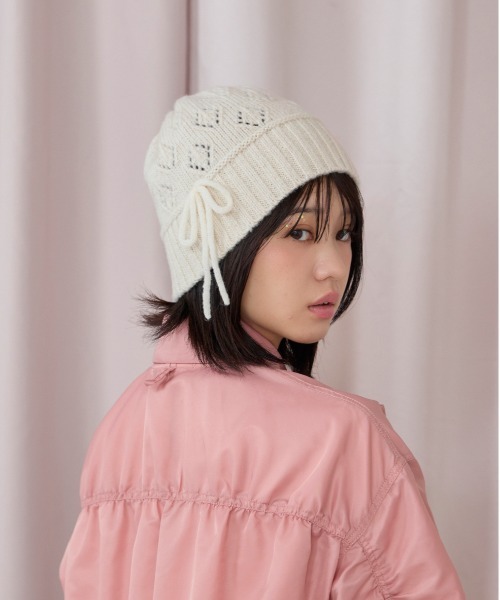 kaorinomori（カオリノモリ）の「kaorinomori ラメルニット ジェム / カオリノモリ（ニットキャップ/ビーニー・レディース・ブラック/ピンク/ホワイト・FREE）」の5枚目の写真