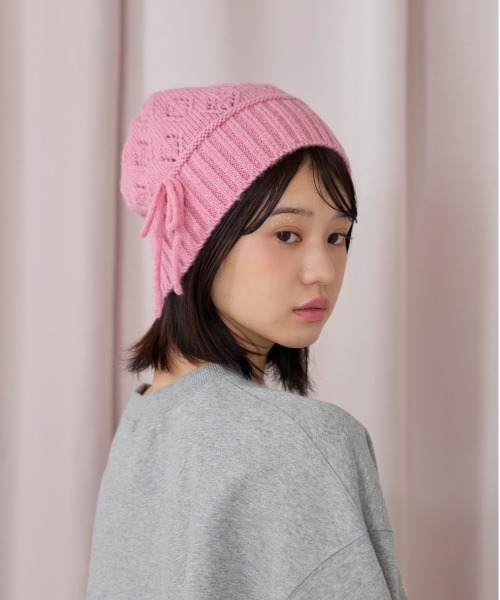 kaorinomori（カオリノモリ）の「kaorinomori ラメルニット ジェム / カオリノモリ（ニットキャップ/ビーニー・レディース・ブラック/ピンク/ホワイト・FREE）」の13枚目の写真