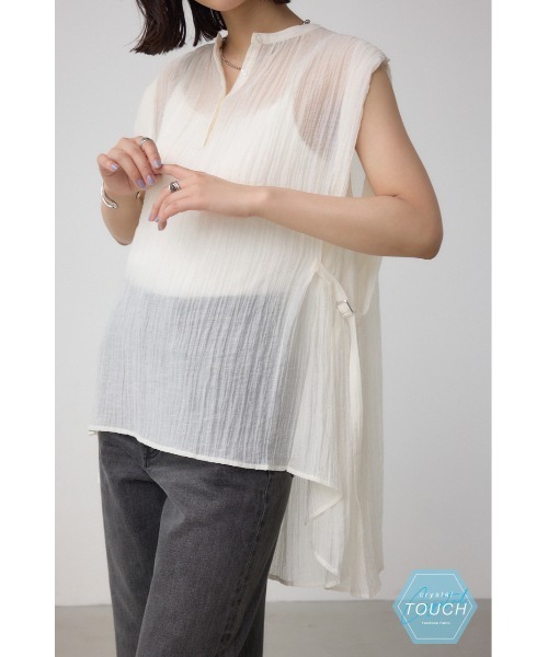 AZUL by moussy(アズールバイマウジー)の「C/T冷感 サイドベルトブラウス(シャツ/ブラウス・レディース・ブラック/オフホワイト/グレー・FREE)」の1枚目の写真