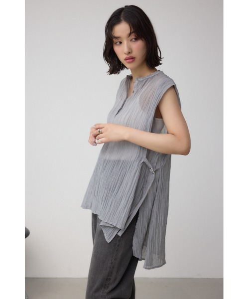 AZUL by moussy(アズールバイマウジー)の「C/T冷感 サイドベルトブラウス(シャツ/ブラウス・レディース・ブラック/オフホワイト/グレー・FREE)」の8枚目の写真