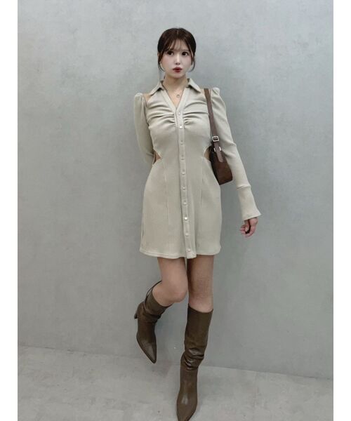 新作 EATME オープンカラーワンピースグレー オープンカラーワンピース（ワンピース）｜EATME（イートミー