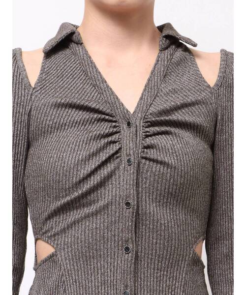 EATME（イートミー）の「オープンカラーワンピース（ワンピース・レディース・グレー/ブラック/ベージュ・FREE）」の15枚目の写真