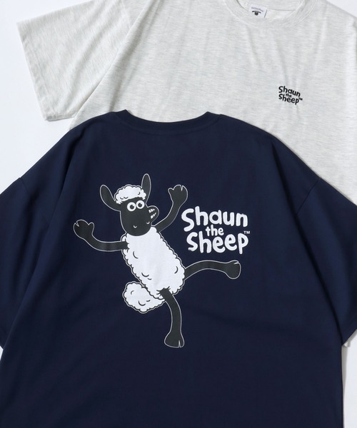 MARUKAWA（マルカワ）の「Shaun the Sheep/ひつじのショーン ワンポイント刺繍 バックプリント ポケット付き ワイドシルエット半袖Tシャツ（Tシャツ/カットソー・レディース・レッド/オフホワイト/イエロー/サックスブルー/カーキ/アッシュグレー/ネイビー/チャコール・M/L）」の5枚目の写真