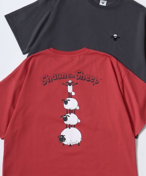 MARUKAWA（マルカワ）の「Shaun the Sheep/ひつじのショーン ワンポイント刺繍 バックプリント ポケット付き ワイドシルエット半袖Tシャツ（Tシャツ/カットソー・レディース・レッド/オフホワイト/イエロー/サックスブルー/カーキ/アッシュグレー/ネイビー/チャコール・M/L）」の8枚目の写真