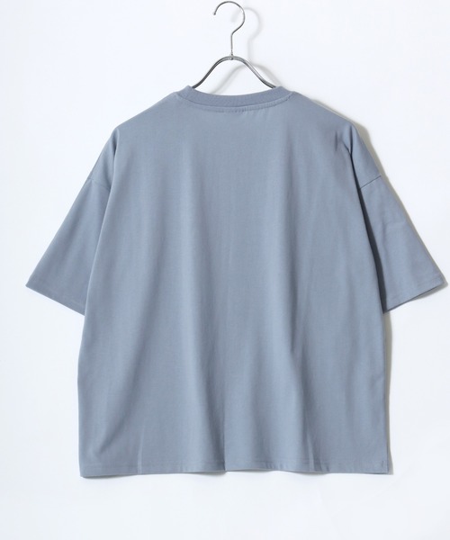 MARUKAWA（マルカワ）の「Shaun the Sheep/ひつじのショーン ワンポイント刺繍 バックプリント ポケット付き ワイドシルエット半袖Tシャツ（Tシャツ/カットソー・レディース・レッド/オフホワイト/イエロー/サックスブルー/カーキ/アッシュグレー/ネイビー/チャコール・M/L）」の12枚目の写真