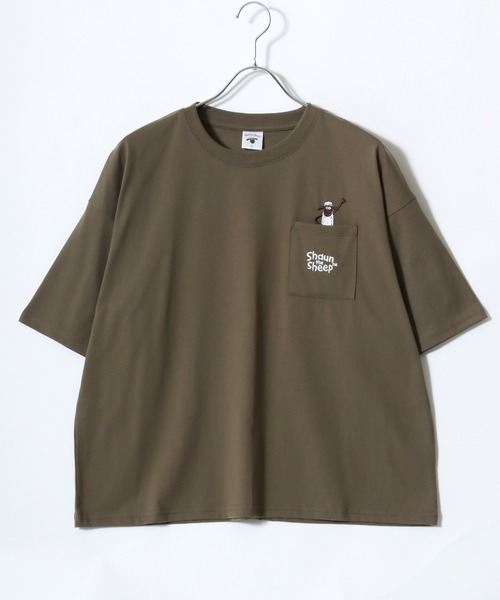 MARUKAWA（マルカワ）の「Shaun the Sheep/ひつじのショーン ワンポイント刺繍 バックプリント ポケット付き ワイドシルエット半袖Tシャツ（Tシャツ/カットソー・レディース・レッド/オフホワイト/イエロー/サックスブルー/カーキ/アッシュグレー/ネイビー/チャコール・M/L）」の13枚目の写真