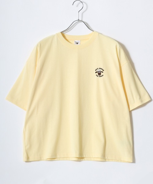 MARUKAWA（マルカワ）の「Shaun the Sheep/ひつじのショーン ワンポイント刺繍 バックプリント ポケット付き ワイドシルエット半袖Tシャツ（Tシャツ/カットソー・レディース・レッド/オフホワイト/イエロー/サックスブルー/カーキ/アッシュグレー/ネイビー/チャコール・M/L）」の15枚目の写真