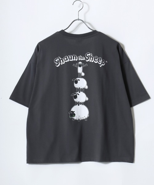 MARUKAWA（マルカワ）の「Shaun the Sheep/ひつじのショーン ワンポイント刺繍 バックプリント ポケット付き ワイドシルエット半袖Tシャツ（Tシャツ/カットソー・レディース・レッド/オフホワイト/イエロー/サックスブルー/カーキ/アッシュグレー/ネイビー/チャコール・M/L）」の20枚目の写真