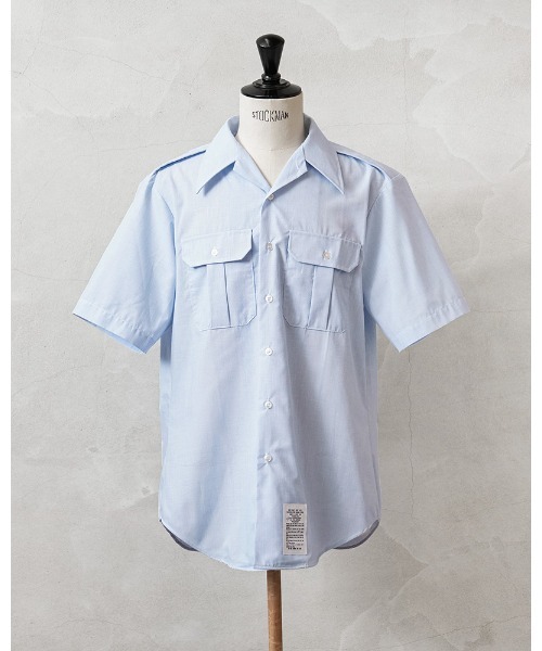 MILITARY(ミリタリー)の「実物 新品 デッドストック 米空軍 AF BLUE ショートスリーブ ドレスシャツ ラベルタグ(シャツ/ブラウス・メンズ・ライトブルー・16 1/2)」の1枚目の写真