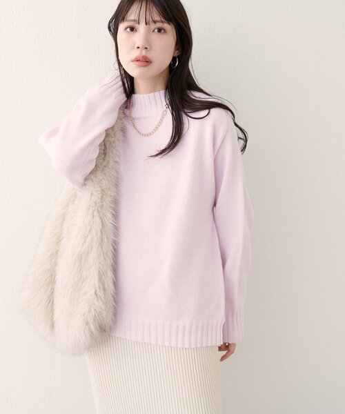 natural couture（ナチュラルクチュール）の「ウール＆リサイクルポリブレンドニットプルオーバー（ニット/セーター・レディース・サックスブルー/ピンク系その他/チャコールグレー/オフホワイト/レッド/モカ/ブラック・FREE）」の6枚目の写真