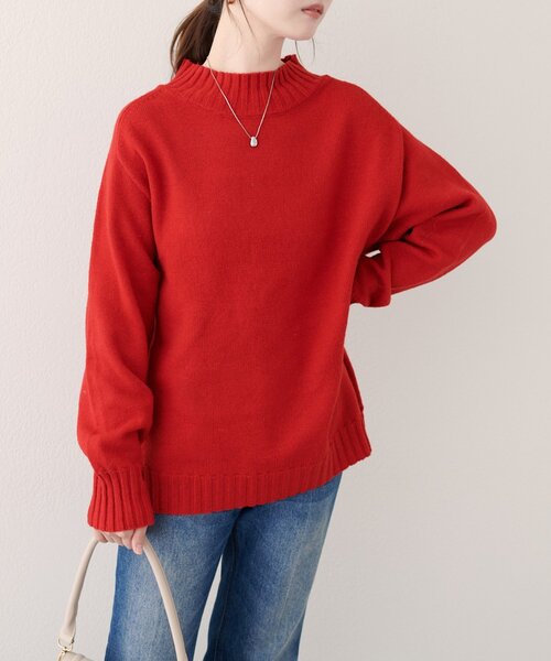 natural couture（ナチュラルクチュール）の「ウール＆リサイクルポリブレンドニットプルオーバー（ニット/セーター・レディース・サックスブルー/ピンク系その他/チャコールグレー/オフホワイト/レッド/モカ/ブラック・FREE）」の7枚目の写真