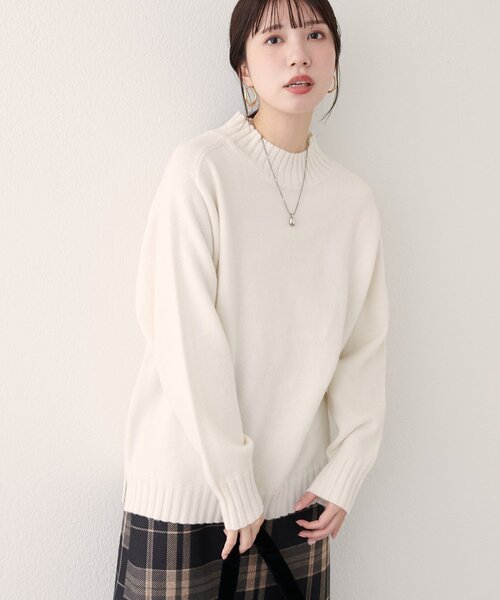 natural couture（ナチュラルクチュール）の「ウール＆リサイクルポリブレンドニットプルオーバー（ニット/セーター・レディース・サックスブルー/ピンク系その他/チャコールグレー/オフホワイト/レッド/モカ/ブラック・FREE）」の12枚目の写真