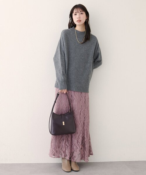 natural couture（ナチュラルクチュール）の「ウール＆リサイクルポリブレンドニットプルオーバー（ニット/セーター・レディース・サックスブルー/ピンク系その他/チャコールグレー/オフホワイト/レッド/モカ/ブラック・FREE）」の16枚目の写真