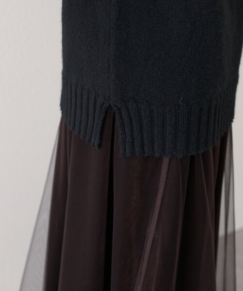 natural couture（ナチュラルクチュール）の「ウール＆リサイクルポリブレンドニットプルオーバー（ニット/セーター・レディース・サックスブルー/ピンク系その他/チャコールグレー/オフホワイト/レッド/モカ/ブラック・FREE）」の8枚目の写真