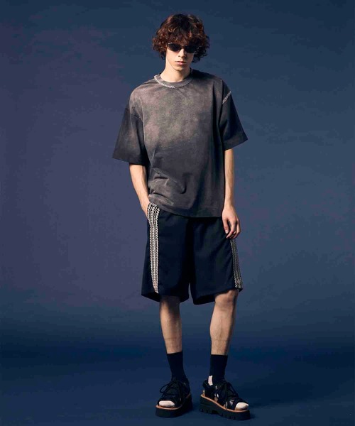 MAISON SPECIAL(メゾンスペシャル)の「《UNISEX》Over-Dye Embroidery Prime-Over Stitch Design T-Shirt/オーバーダイエンブロイダリープライムオーバーステッチデザインTシャツ【MAISON SPECIAL/メゾンスペシャル】(Tシャツ/カットソー・メンズ・ブラック/ラベンダー・0/1/2)」の3枚目の写真