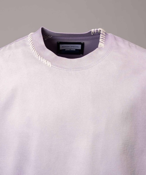 MAISON SPECIAL(メゾンスペシャル)の「《UNISEX》Over-Dye Embroidery Prime-Over Stitch Design T-Shirt/オーバーダイエンブロイダリープライムオーバーステッチデザインTシャツ【MAISON SPECIAL/メゾンスペシャル】(Tシャツ/カットソー・メンズ・ブラック/ラベンダー・0/1/2)」の12枚目の写真