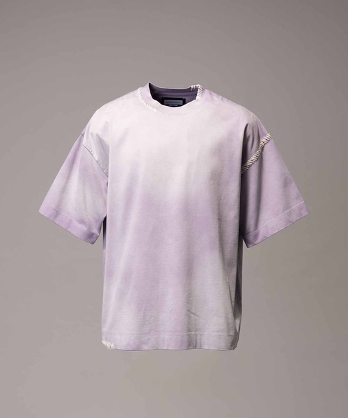MAISON SPECIAL(メゾンスペシャル)の「《UNISEX》Over-Dye Embroidery Prime-Over Stitch Design T-Shirt/オーバーダイエンブロイダリープライムオーバーステッチデザインTシャツ【MAISON SPECIAL/メゾンスペシャル】(Tシャツ/カットソー・メンズ・ブラック/ラベンダー・0/1/2)」の9枚目の写真