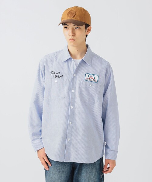 BEAMS HEART(ビームスハート)の「GMS ビッグシルエット ワークシャツ(シャツ/ブラウス・メンズ・ホワイト/ブルー・LARGE/MEDIUM/SMALL)」の4枚目の写真