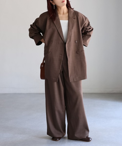 Riberry（リベリー）の「ダブルジャケット+ワイドパンツセットアップ（セットアップ・レディース・チャコールグレー/ブラック/ブラウン・FREE）」の10枚目の写真