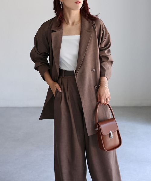 Riberry（リベリー）の「ダブルジャケット+ワイドパンツセットアップ（セットアップ・レディース・チャコールグレー/ブラック/ブラウン・FREE）」の11枚目の写真