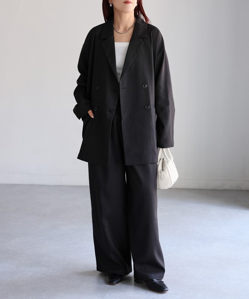 Riberry（リベリー）の「ダブルジャケット+ワイドパンツセットアップ（セットアップ・レディース・チャコールグレー/ブラック/ブラウン・FREE）」の18枚目の写真