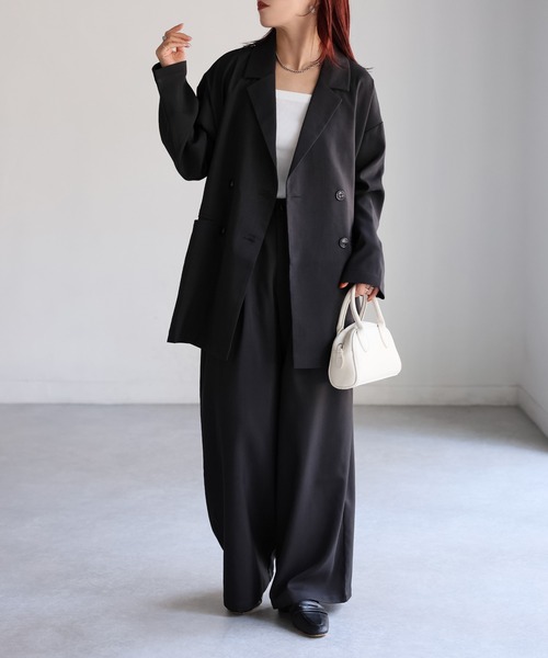 Riberry（リベリー）の「ダブルジャケット+ワイドパンツセットアップ（セットアップ・レディース・チャコールグレー/ブラック/ブラウン・FREE）」の17枚目の写真