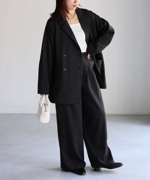 Riberry（リベリー）の「ダブルジャケット+ワイドパンツセットアップ（セットアップ・レディース・チャコールグレー/ブラック/ブラウン・FREE）」の19枚目の写真