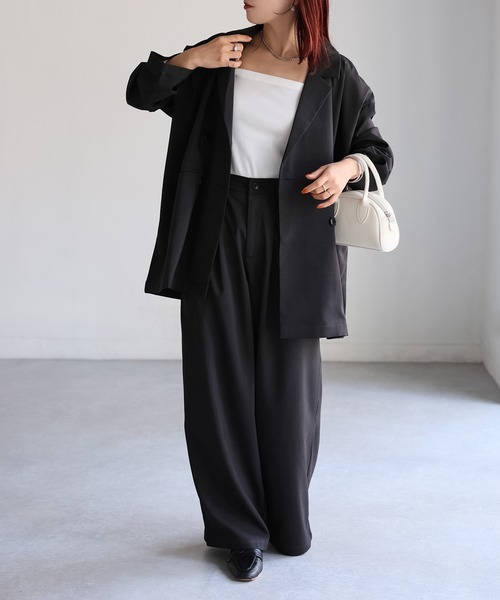 Riberry（リベリー）の「ダブルジャケット+ワイドパンツセットアップ（セットアップ・レディース・チャコールグレー/ブラック/ブラウン・FREE）」の14枚目の写真