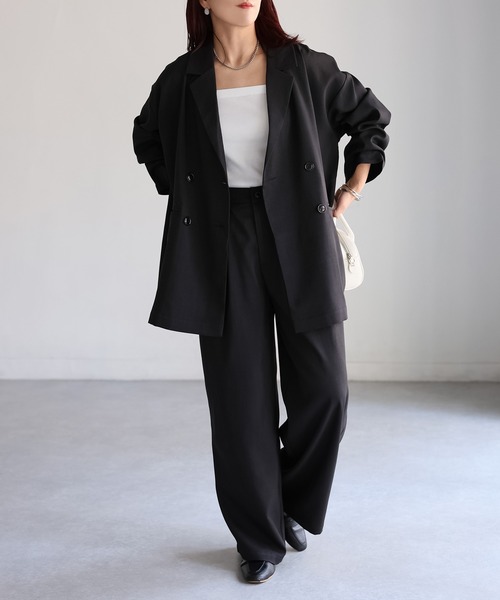 Riberry（リベリー）の「ダブルジャケット+ワイドパンツセットアップ（セットアップ・レディース・チャコールグレー/ブラック/ブラウン・FREE）」の15枚目の写真