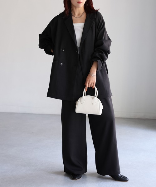 Riberry（リベリー）の「ダブルジャケット+ワイドパンツセットアップ（セットアップ・レディース・チャコールグレー/ブラック/ブラウン・FREE）」の13枚目の写真