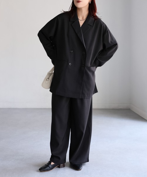 Riberry（リベリー）の「ダブルジャケット+ワイドパンツセットアップ（セットアップ・レディース・チャコールグレー/ブラック/ブラウン・FREE）」の21枚目の写真