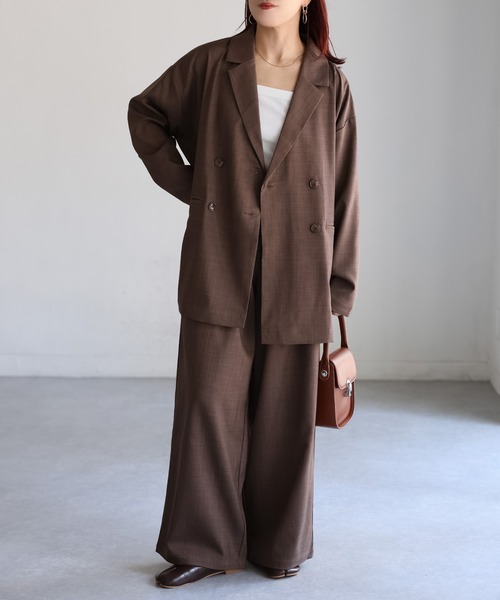 Riberry（リベリー）の「ダブルジャケット+ワイドパンツセットアップ（セットアップ・レディース・チャコールグレー/ブラック/ブラウン・FREE）」の12枚目の写真