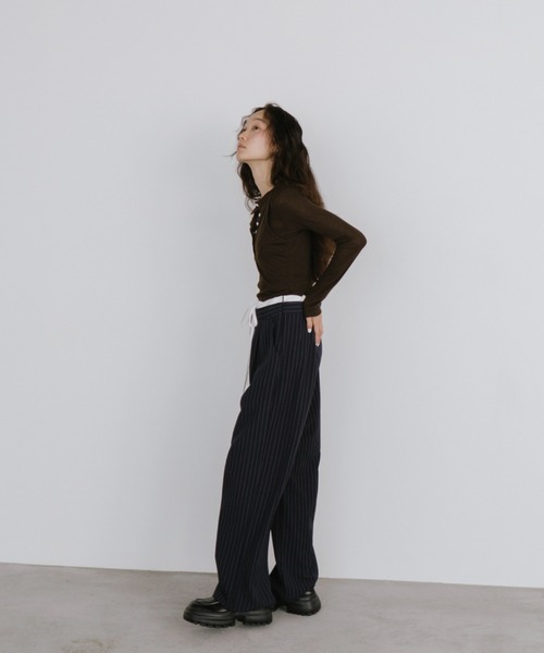 レイヤードウエストピンストライプパンツ（スラックス）｜duei