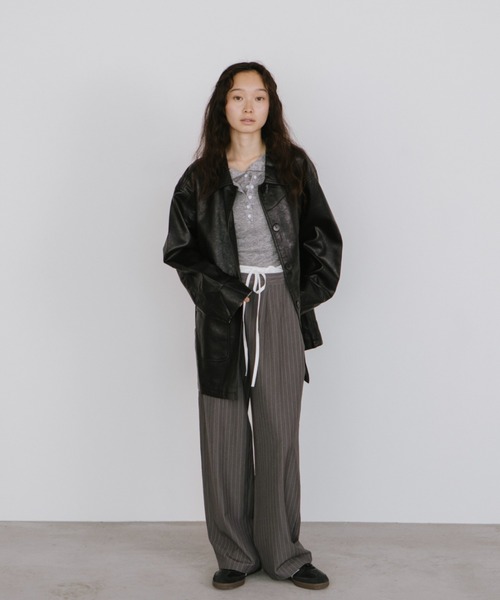レイヤードウエストピンストライプパンツ（スラックス）｜duei（デュイ