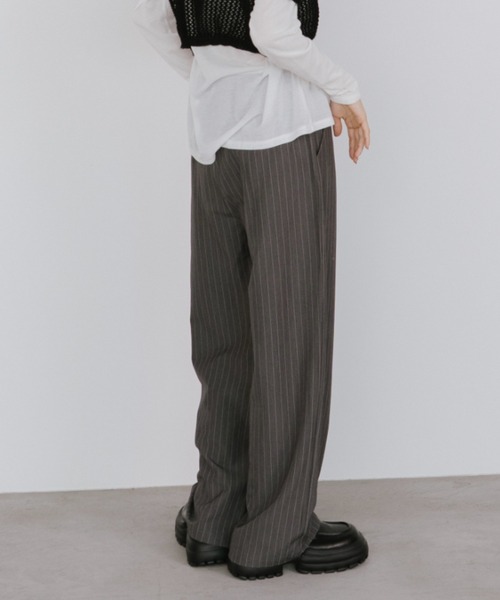 セール】レイヤードウエストピンストライプパンツ（スラックス）｜duei