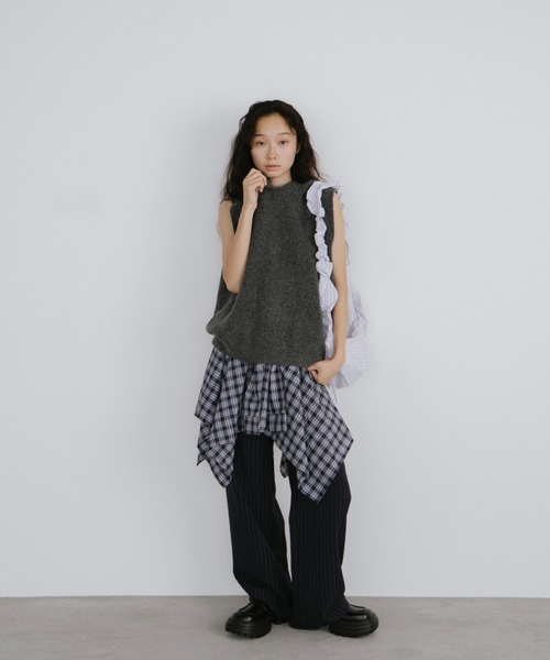 レイヤードウエストピンストライプパンツ（スラックス）｜duei（デュイ