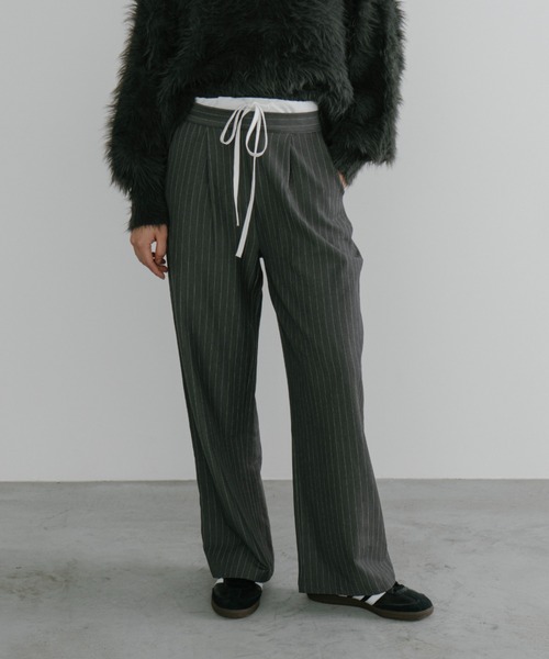 【即日発送❗️】Needles XL ダークグリーン ストライプパンツ ストレート 即日発送❗️】Needles XL ダークグリーン ストライプパンツ