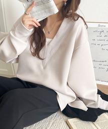 「大人の余裕感」をまとえる!Vネックダンボールカットソー(長袖)